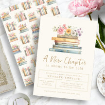 Floral Books Bridal Shower Invitation