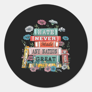 Floral Books Flower Anti Trump Democrat President Classic Round Sticker