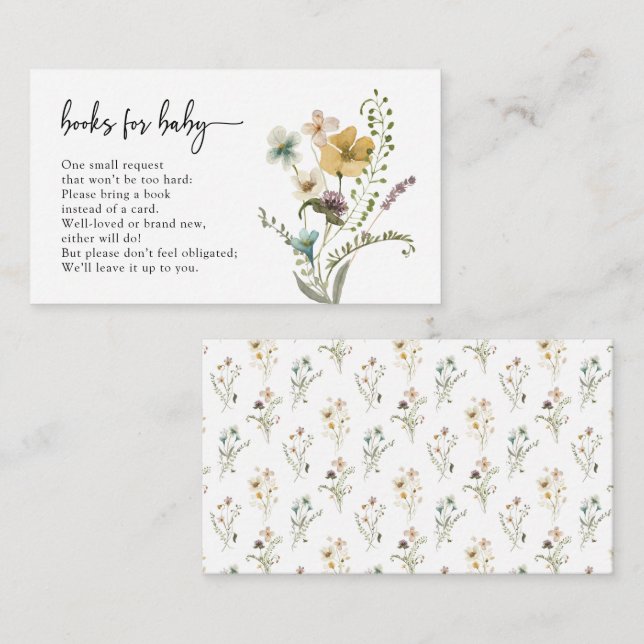 Floral Books For Baby Enclosure Card (Front/Back)