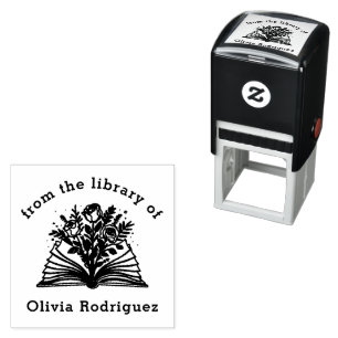 Floral Books From the Library Of Self-inking Stamp