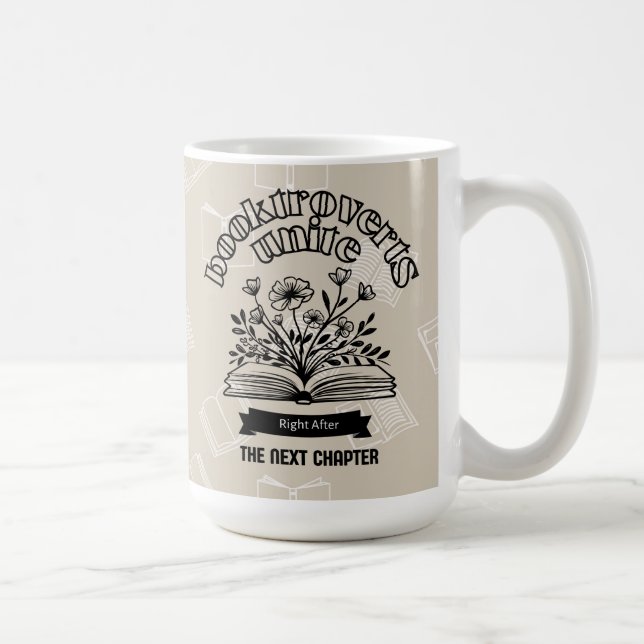 Floral "Booktroverts Unite" Coffee Mug (Right)