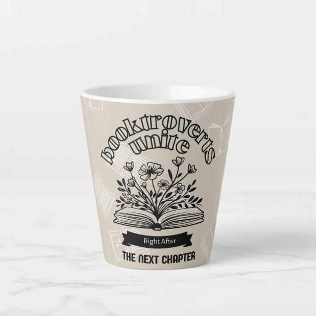Floral "Booktroverts Unite" Latte Mug (Front)