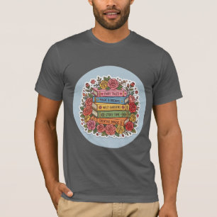 Floral Bookworm T-Shirt Cute Reading & Rose Grap
