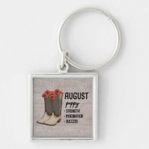 Floral Boots Birth Month Flower/August Poppy Key Ring