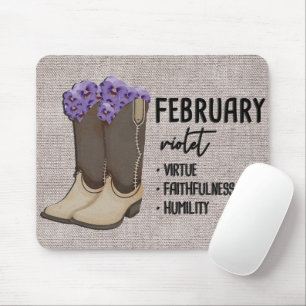 Floral Boots Birth Month Flower/February Violet Mouse Mat