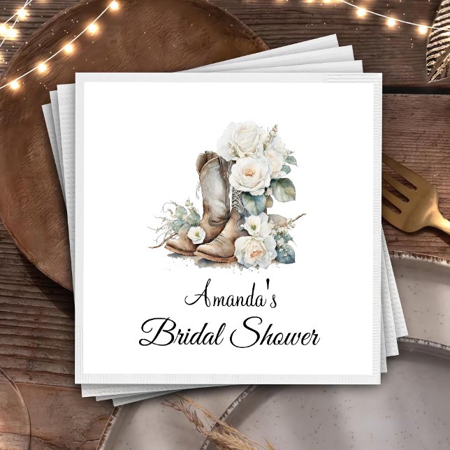 Floral Boots Bridal Shower Paper Napkin (Creator Uploaded)