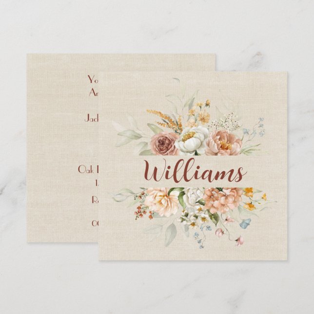 Floral Border Anniversary Party Invitation (Front/Back)