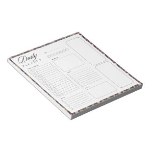 Floral border blank universal daily planner sheet notepad