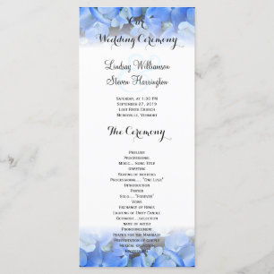 Floral Border Blue Hydrangea Wedding Tall Program Programme