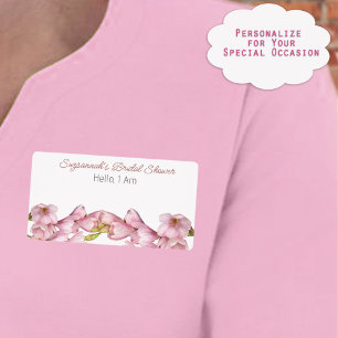 Floral Border Bottom Bridal Shower Label Name Tag