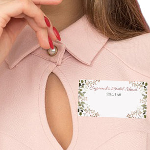 Floral Border Bridal Shower Paper Label Name Tag