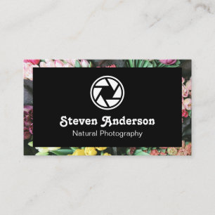 Floral Border   Camera Logo Business Card