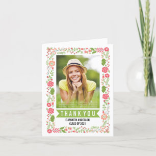 Floral border class of 2021 graduation Thank You