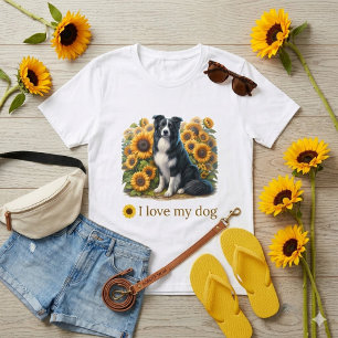 Floral Border Collie Dog Mum T-Shirt