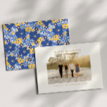 Floral Border Family Photo Blue Yellow Custom Holiday Card<br><div class="desc">Send warm holiday greetings with this beautiful "Happy Holidays" floral border family photo design. The vibrant blue and yellow floral pattern adds a touch of elegance to the modern layout, framing your favourite family photo perfectly. Whether you're celebrating Christmas or Hanukkah, this design offers a bright, cheerful aesthetic perfect for...</div>