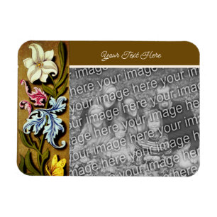 Floral Border Frame Personalised Add Your Photo Magnet
