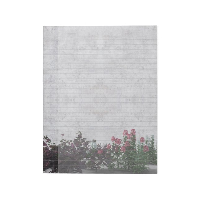 Floral Border Gray Marble Legal Notepad (Rotated)