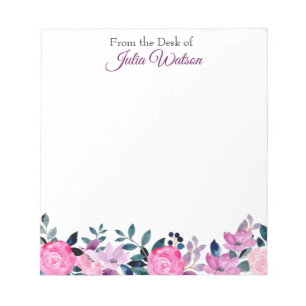 Floral border personalised from the desk of notepad