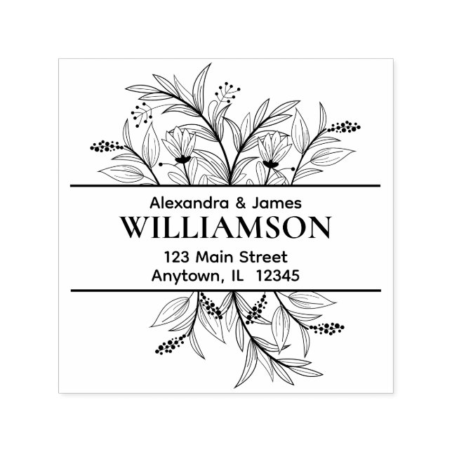 Floral Border Return Address Self-inking Stamp (Design)