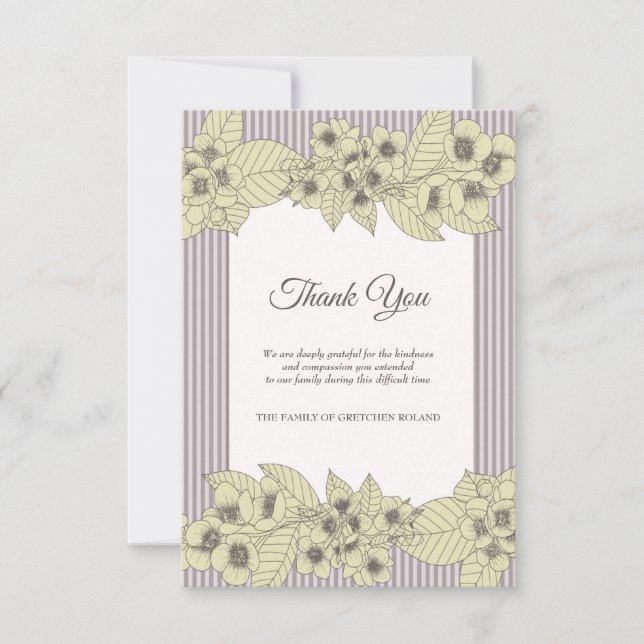 Floral Border Sympathy Thank You Card (Front)