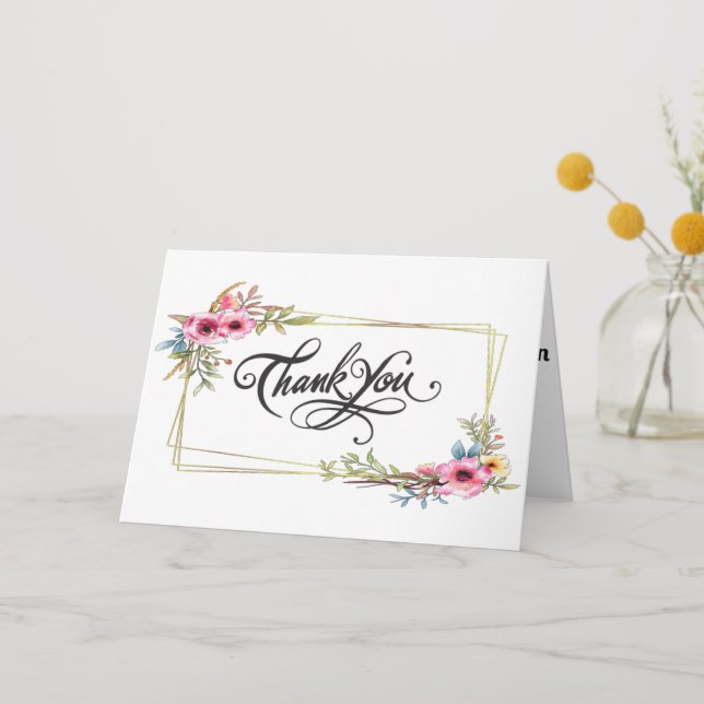 Floral Border Thank You Card (Front)