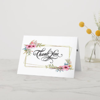 Floral Border Thank You Card