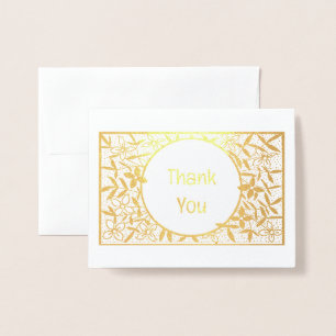 Floral border Thankyou Foil Card