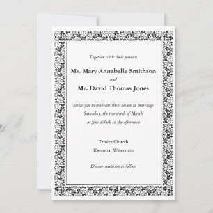 Floral border "Together with" wedding invitation