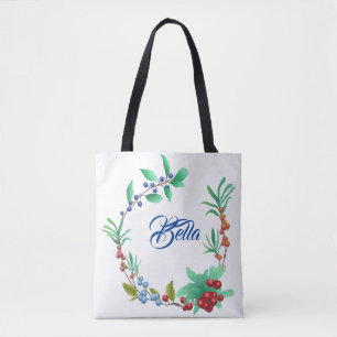 Floral border tote bag