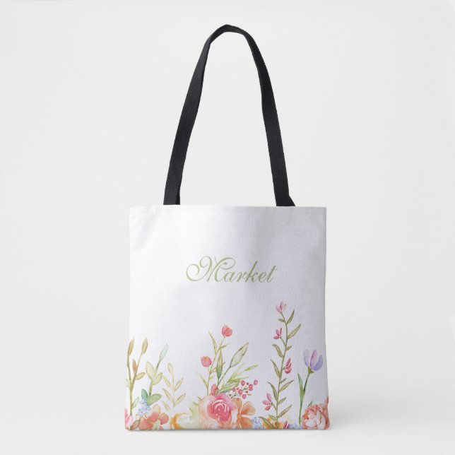 Floral Border Tote Bag (Front)