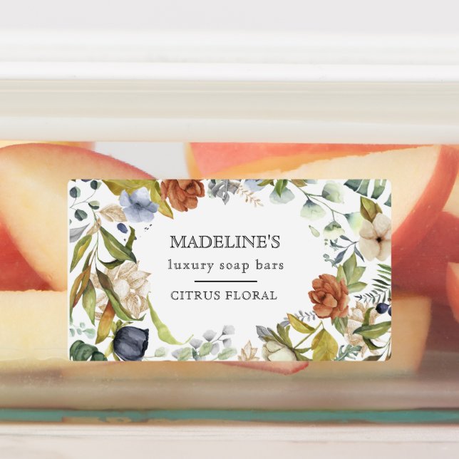 Floral Borders Soap Bars Elegant Adhesive (Affixed)