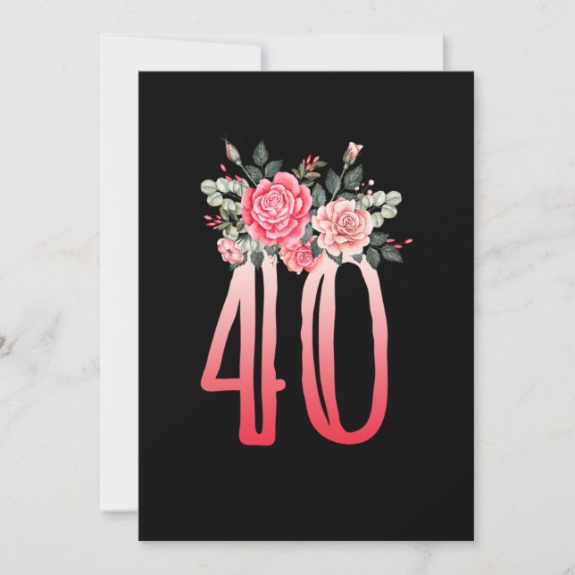 Floral Born In 1980 Women 40th Birthday Girl Celeb Invitation (Front)