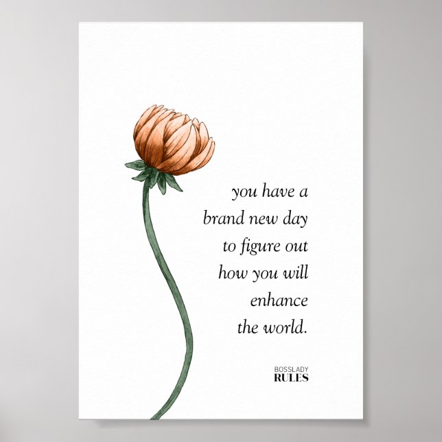 Floral Boss Lady Motivational Quote Poster (Front)