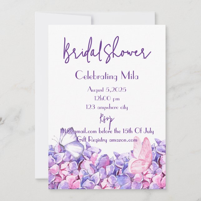 floral botanical bridal shower invitation (Front)