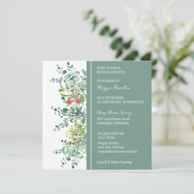 Floral Botanical Bridal Shower Invitation (Standing Front)
