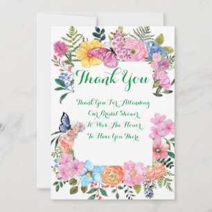 Floral Botanical bridal shower thank you card