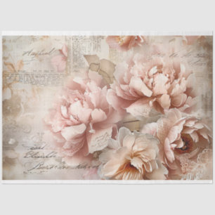 Floral Botanical Collage Pastel Peonies Decoupage Tissue Paper