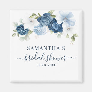 Floral Botanical Dusty Blue Bridal Shower Magnet