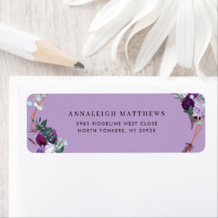 Floral Botanical Elegant Purple Return Address