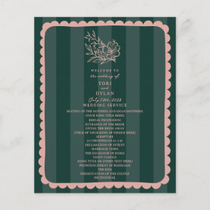 Floral Botanical Green Stripe Wedding