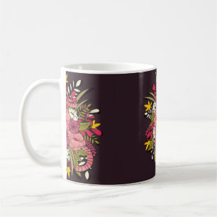 Floral botanical hand drawn vibrant vintage illust coffee mug