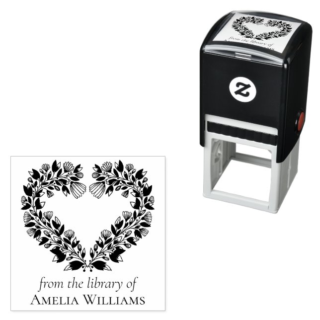 Floral Botanical Heart From the Library Of Self-inking Stamp (In Situ)