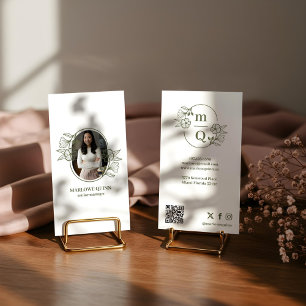 Floral Botanical Monogram Crest Logo Brand Photo Business Card