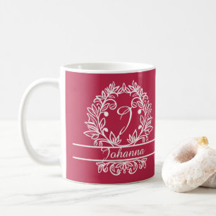 Floral Botanical Monogram - Elegant Custom Text Coffee Mug