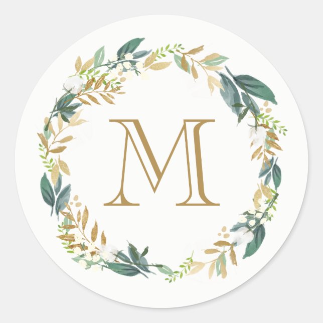 Floral Botanical Monogram Sticker (Front)