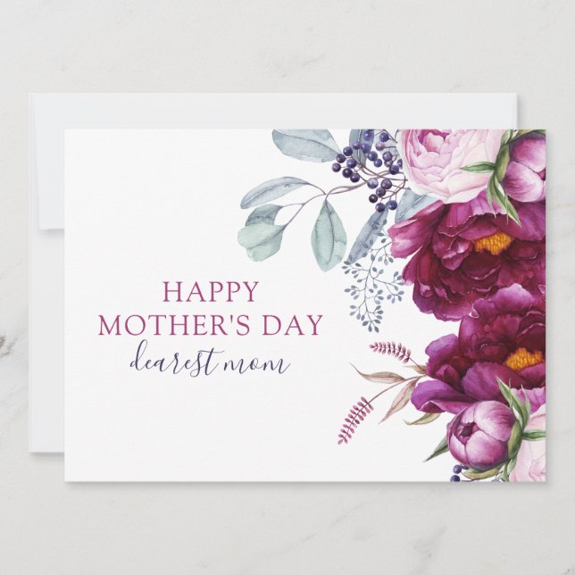 Floral Botanical Mother's Day Flat Card (Front)