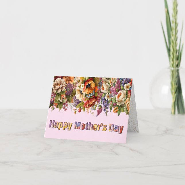 Floral & botanical ornament mothers day card (Front)