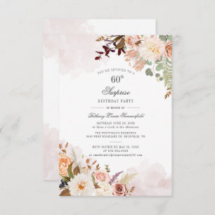 Floral Botanical Pastel 60th Birthday Party Invitation