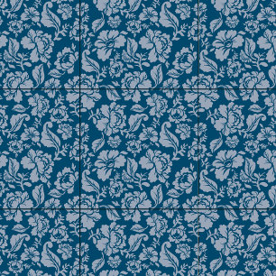 Floral Botanical Pattern Blue White Home Living Tile