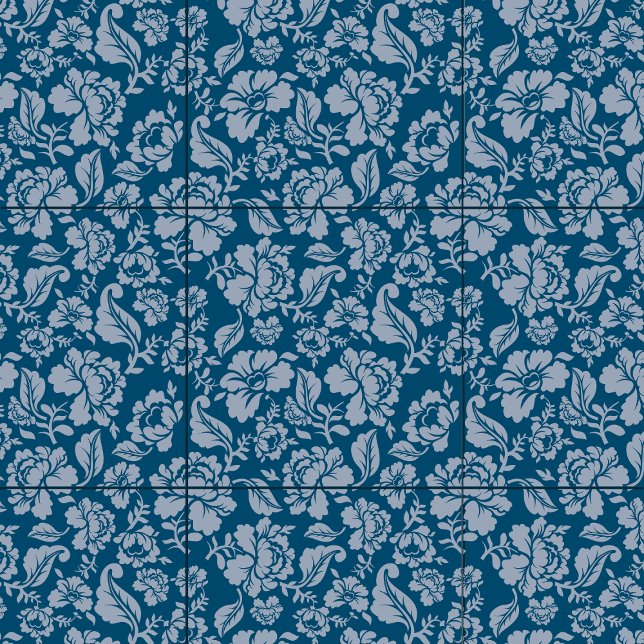 Floral Botanical Pattern Blue White Home Living  Tile (Floral Botanical Pattern Blue White Home Living Ceramic Tile)